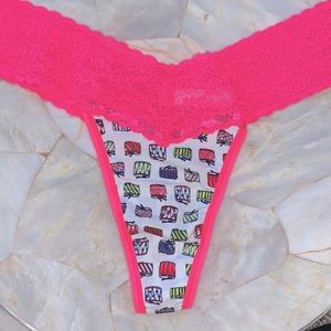 Victoria Secret Thong Panty One Size Pink White